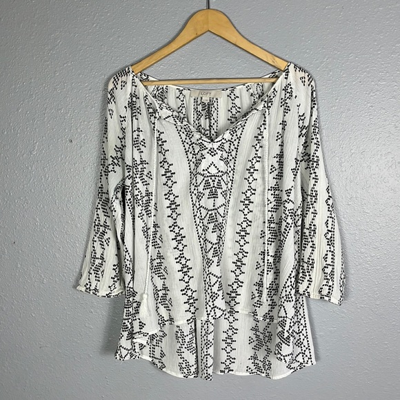 Ann Taylor loft embroidered tassel blouse - Picture 5 of 9
